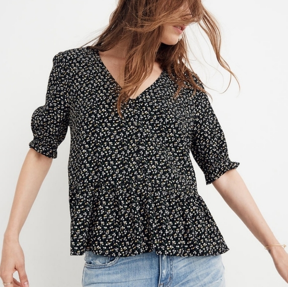 Madewell Tops - Madewell Courtyard Ruffle Hem Floral Top L